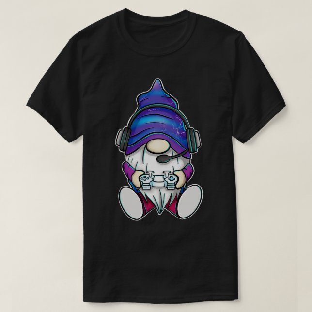 Cool Unique Video Game Gnome for his Gnomies T-Shirt (Design Front)