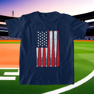 cool unisex kids baseball Flag Patriotic T-Shirt