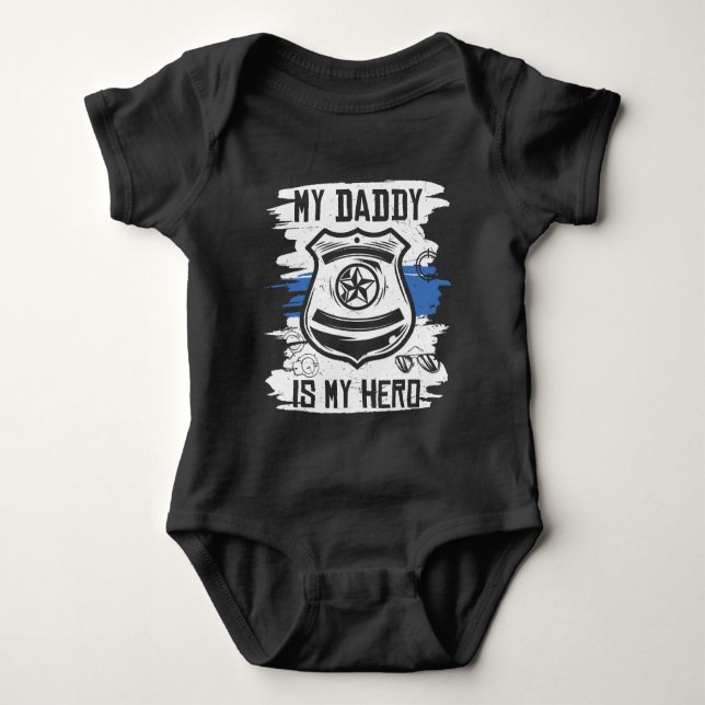 cool unisex kids Police Dad Hero  Baby Bodysuit (Front)