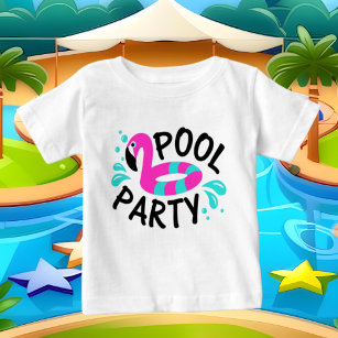 cool unisex pink flamingo pool party  baby T-Shirt