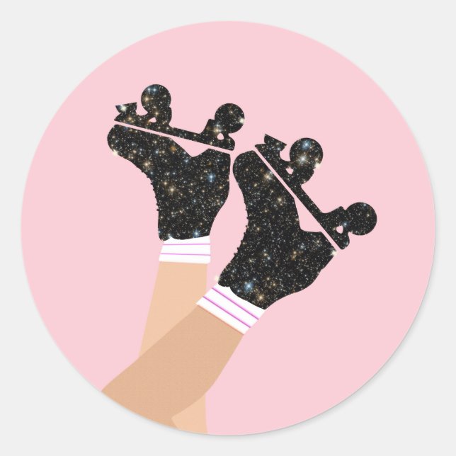 Cool Universe Roller Skates Derby Skater Gift   Classic Round Sticker (Front)