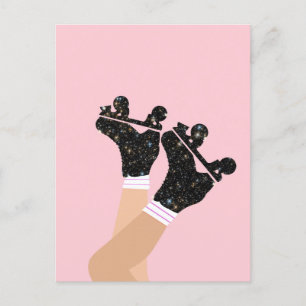 Cool Universe Roller Skates Derby Skater Pink    Postcard