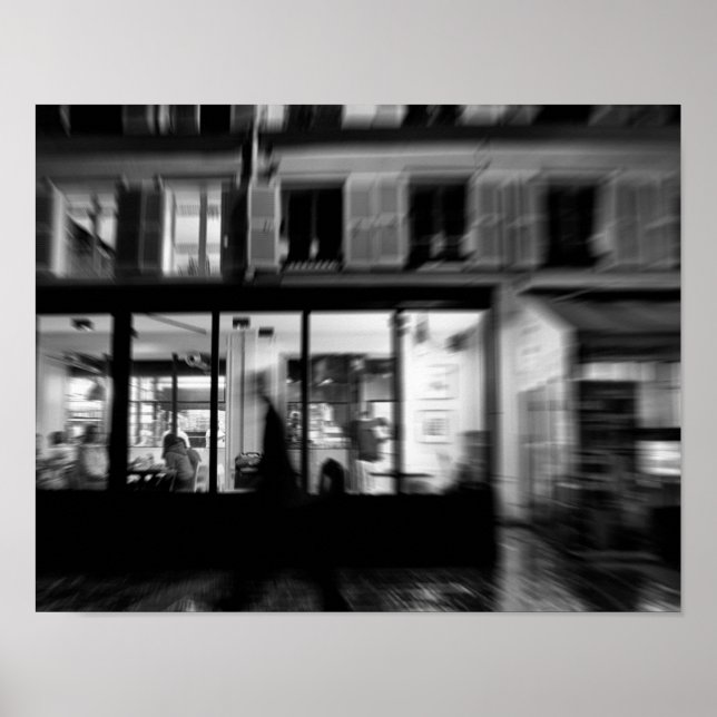 Cool, urban modern Parisian night photo Poster (Front)