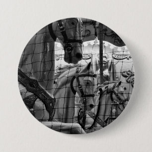 Cool, urban, modern photo of horses of carousel 7.5 cm round badge