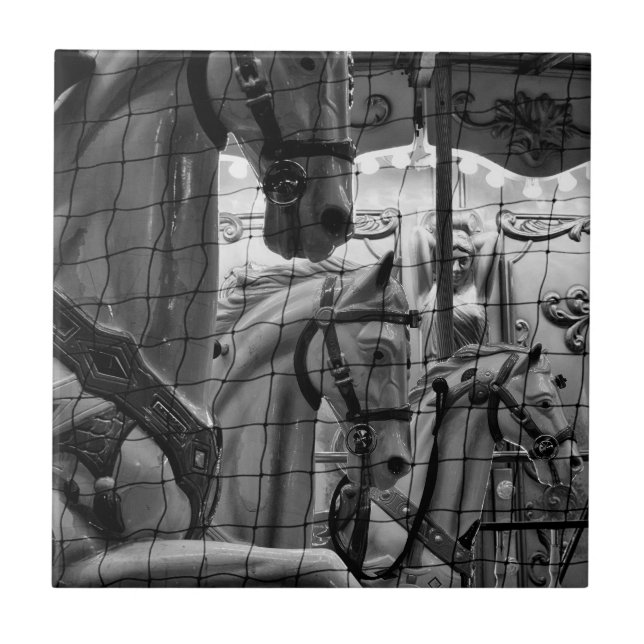 Cool, urban, modern photo of horses of carousel ceramic tile (Front)