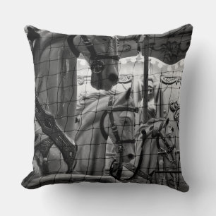 Cool, urban, modern photo of horses of carousel cushion