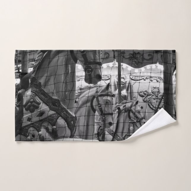 Cool, urban, modern photo of horses of carousel hand towel (Hand Towel)