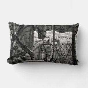 Cool, urban, modern photo of horses of carousel lumbar cushion