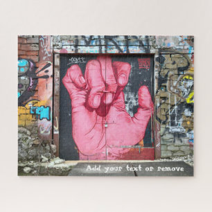 Cool urban street art graffiti of a pink hand, jigsaw puzzle