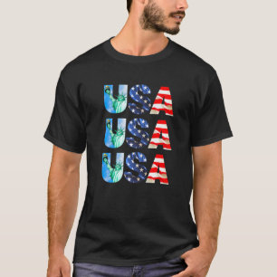 Cool Usa American Flag Patriotic 4th July Red Whit T-Shirt