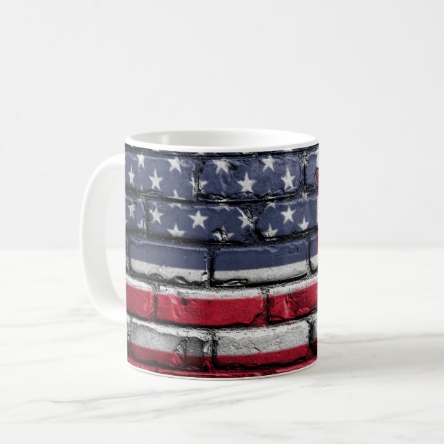 Cool USA Flag Design Coffee Mug (Front Left)