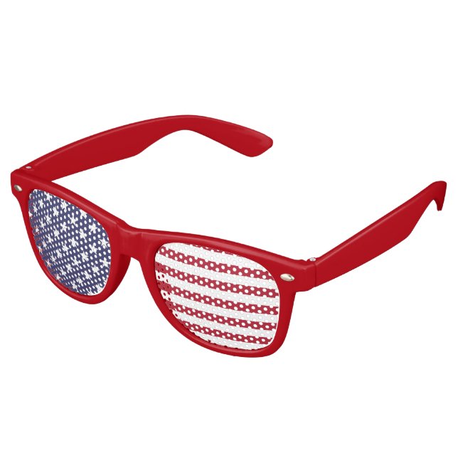 COOL! 😎 USA Flag Sunglasses – Patriotic Party  (Angled)