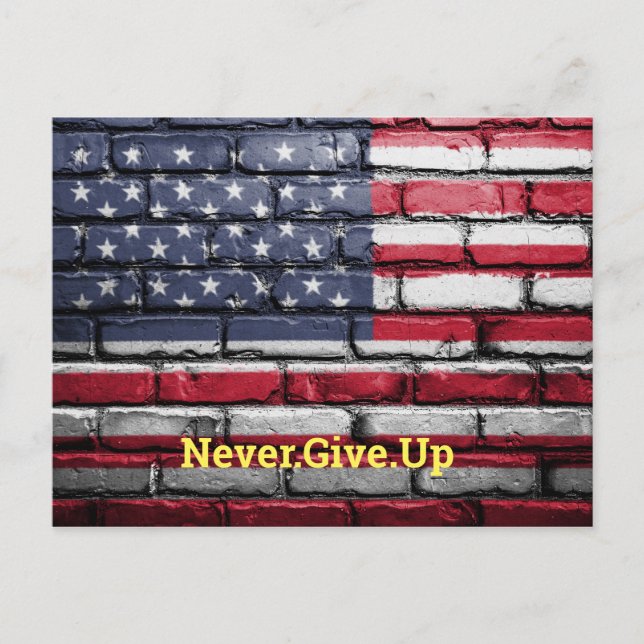 Cool USA flag with quote Postcard (Front)