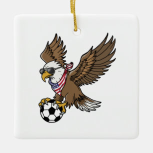 Cool USA Soccer Eagle Sunglasses Vintage Patriotic Ceramic Ornament