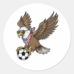 Cool USA Soccer Eagle Sunglasses Vintage Patriotic Classic Round Sticker
