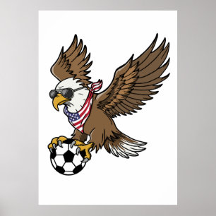 Cool USA Soccer Eagle Sunglasses Vintage Patriotic Poster