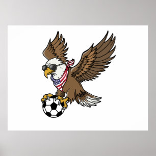 Cool USA Soccer Eagle Sunglasses Vintage Patriotic Poster
