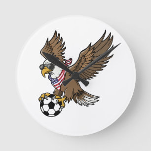 Cool USA Soccer Eagle Sunglasses Vintage Patriotic Round Clock