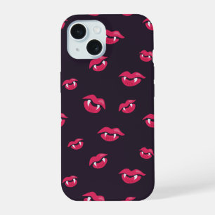 Cool Vampire Lips And Fangs Pattern iPhone 15 Case