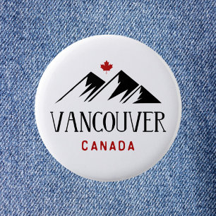 Cool Vancouver Canada Mountains Maple Leaf 6 Cm Round Badge