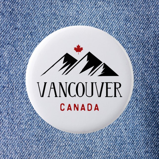 Cool Vancouver Canada Mountains Maple Leaf 6 Cm Round Badge (Creator Uploaded)