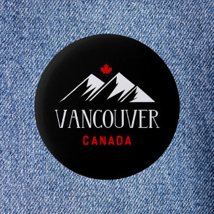 Cool Vancouver Canada Mountains Maple Leaf Dark 6 Cm Round Badge