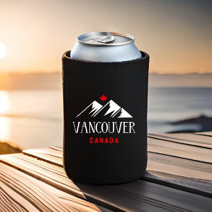 Cool Vancouver Canada Mountains Maple Leaf Dark Can Cooler