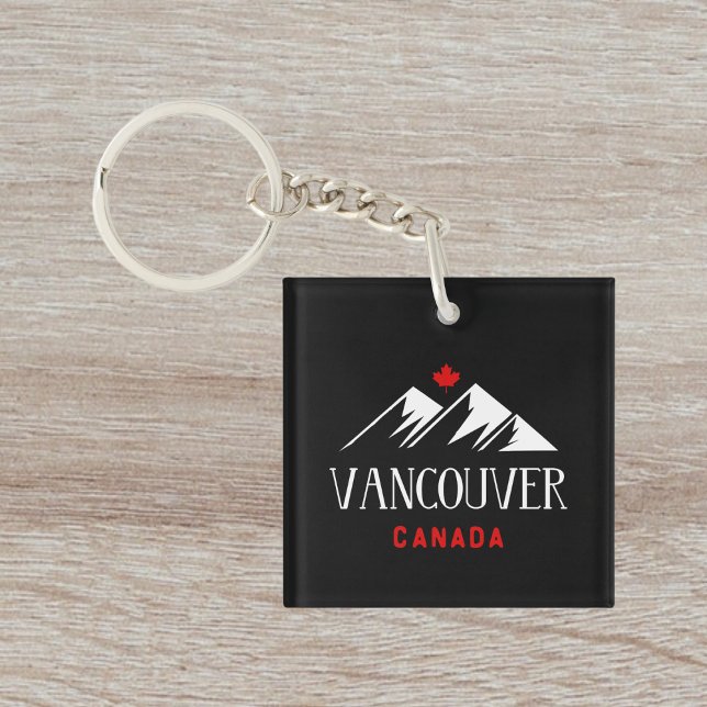 Cool Vancouver Canada Mountains Maple Leaf Dark Key Ring (Creator Uploaded)