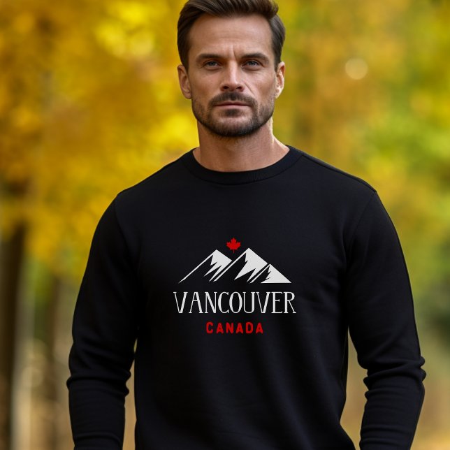 Cool Vancouver Canada Mountains Maple Leaf Dark Sweatshirt (Creator Uploaded)
