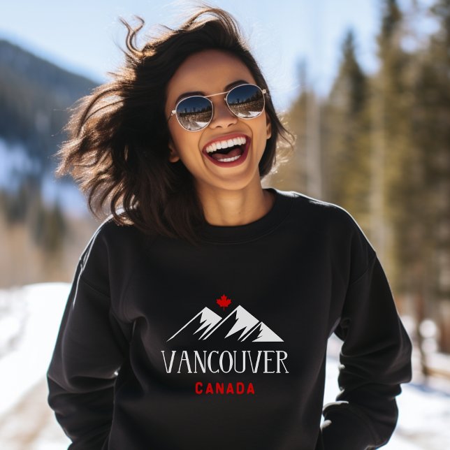 Cool Vancouver Canada Mountains Maple Leaf Dark Sweatshirt (Creator Uploaded)