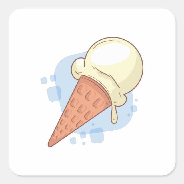 Cool Vanilla Ice Cream Design Square Sticker (Front)