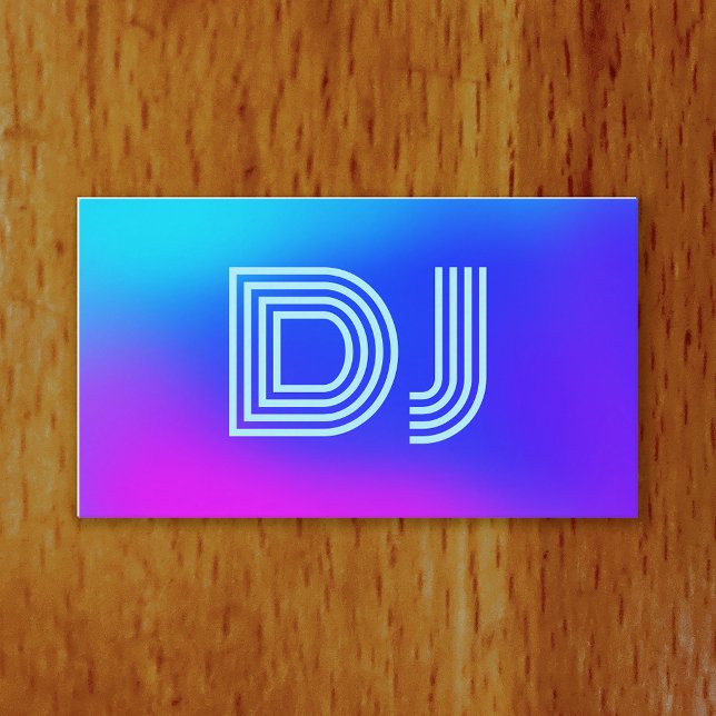Cool Vaporwave Bold Font Blue Purple Music DJ Business Card (Creator Uploaded)