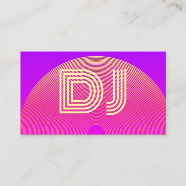 Cool Vaporwave Pink Lilac Yellow Purple Music DJ Business Card (Front)