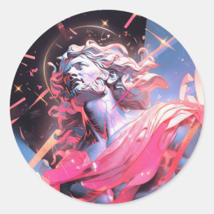 Cool Vaporwave Statue of David in Pink Classic Round Sticker
