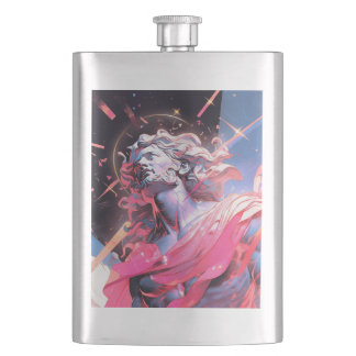 Cool Vaporwave Statue of David in Pink Hip Flask