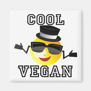 Cool Vegan Emoji Square Magnet