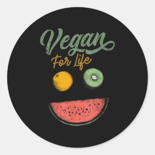 Cool Vegan For Life Veggie Food Plant Diet World V Classic Round Sticker