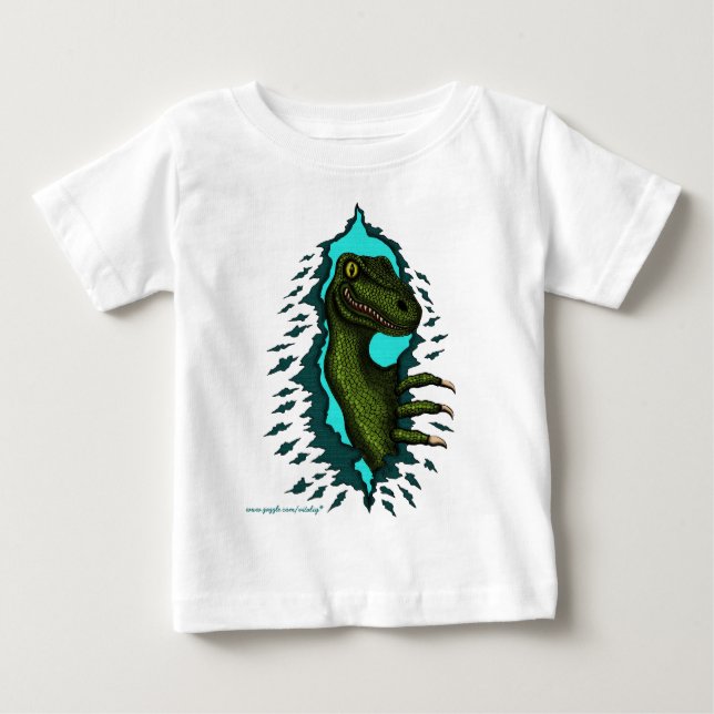Cool velociraptor dinosaur baby t-shirt (Front)