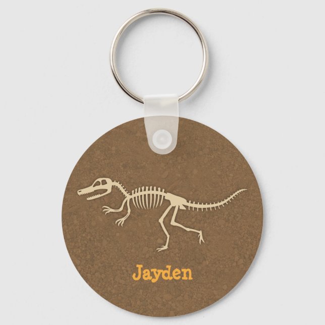 Cool Velociraptor Dinosaur Bones For Boys Key Ring (Front)