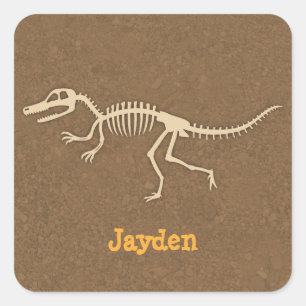 Cool Velociraptor Dinosaur Bones For Boys Square Sticker