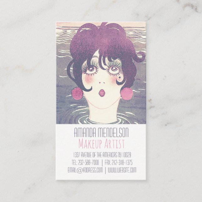 Cool vertical cute girl photo business card (Front)