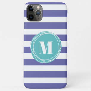 Cool Very Peri Striped Monogram    iPhone 11 Pro Max Case