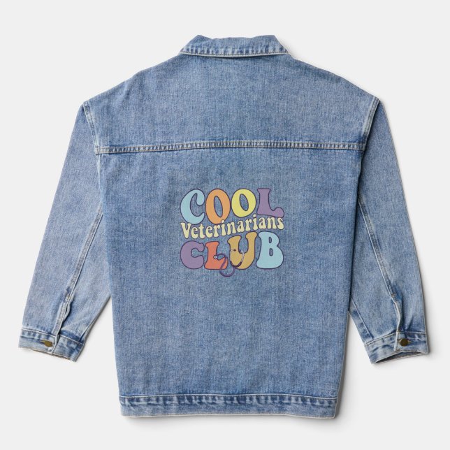 Cool Vet Club Veterinary Tech Practitioner Animal Denim Jacket (Back)