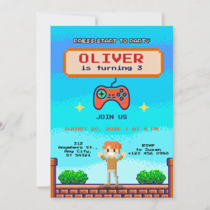 Cool Video Game Birthday Party Invitation for Boys