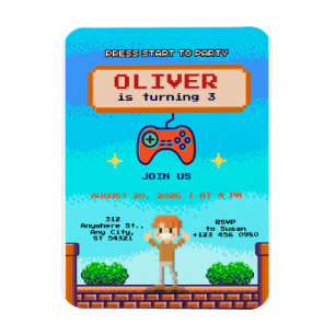 Cool Video Game Birthday Party Invitation for Boys Magnet