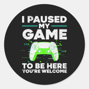 Cool Video Gamer For Men Boys Kids Game Paused Gam Classic Round Sticker