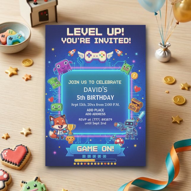 Cool Video Games 5th Birthday Party Invitation (Creator Uploaded)