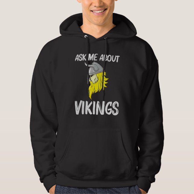 Cool Viking Design For Men Women Norse Horned Helm Hoodie (Front)
