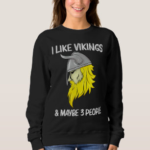 Cool Viking Design For Men Women Norse Horned Helm Sweatshirt