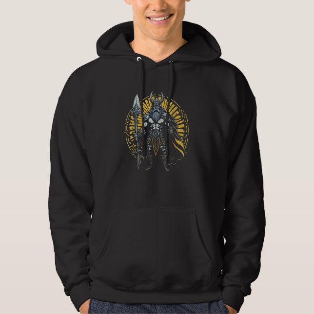 Cool Viking Nordman motif  Tyr North Nordic God Hoodie (Front)